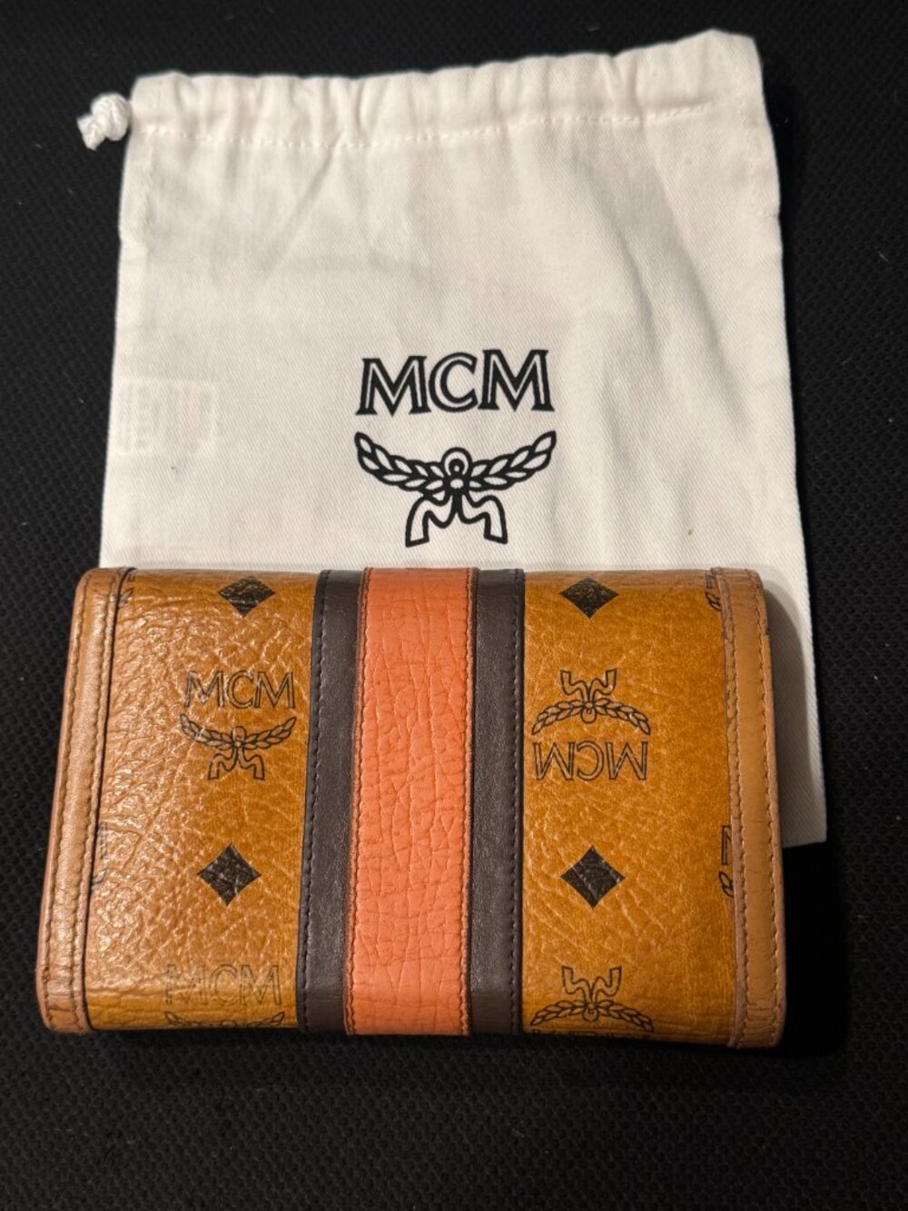 Vintage Authentic MCM Visetos Medium Trifold Wallet Cognac w/Dust Bag & COA - Picture 2 of 14